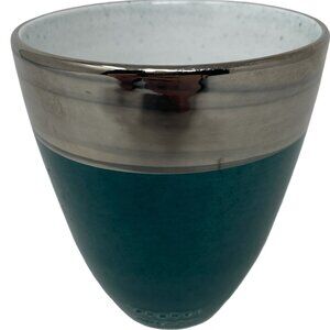 Danghyra House Forma Glass Turquoise White Clay Cup Venice Italy Platinum Rim